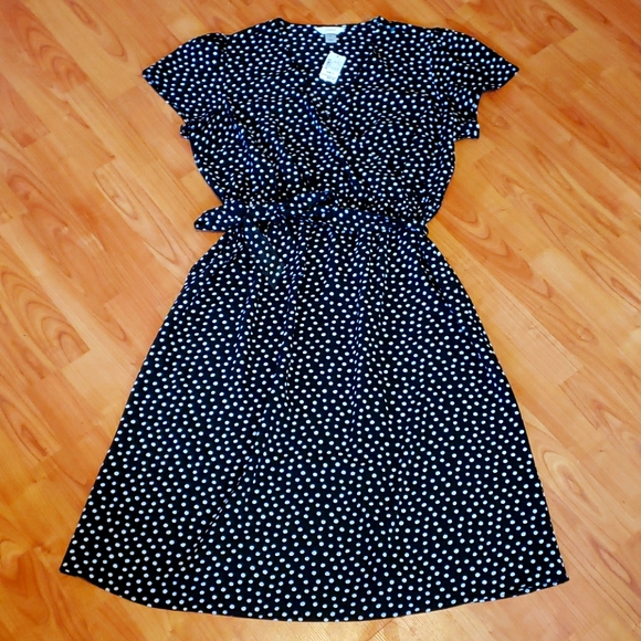 Christopher & Banks Dresses & Skirts - NWT polka-dot faux wrap dress plus 1X